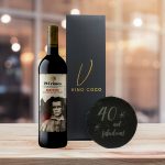 19 Crimes Gift Sets with 40th Birthday Slate Coaster (Red Wine - "40 & Fabulous")
