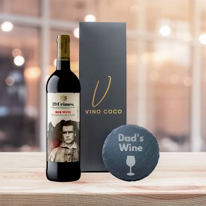 19 Crimes Red Wine & Sauvignon Blanc Gift Sets with "Dad's Wine" Slate Coaster (Red Wine)