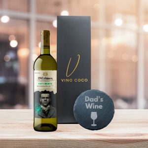 19 Crimes Red Wine & Sauvignon Blanc Gift Sets with "Dad's Wine" Slate Coaster (Sauvignon Blanc)