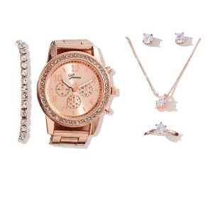 5-Piece Women'S Quartz Watch & Jewellery Gift Set - 3 Colours | Wowcher