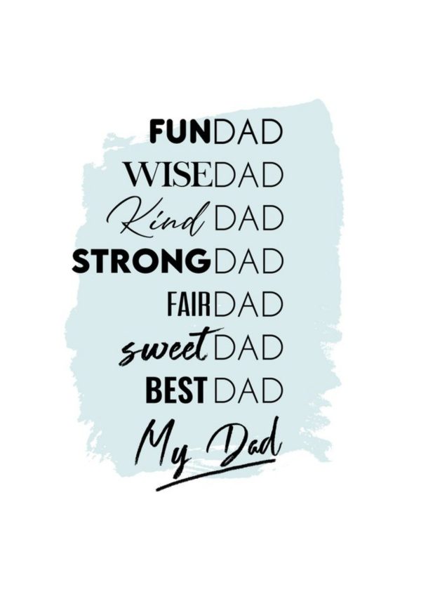 All Things Banter Gift Delivery Typographic Best Dad, My Dad Birthday Card