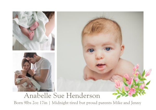 Baby Colour Bouquet 7x5" (18x13cm) Flat Card set of 20 (gloss cardstock), Card & Stationery square White