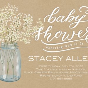 Baby Shower Mason Jar Bouquet 7x5" (18x13cm) Flat Card set of 20 (gloss cardstock), Card & Stationery square Brown