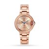 Ballon Bleu De Cartier Watch 33mm, Automatic Movement, Rose Gold, Diamonds