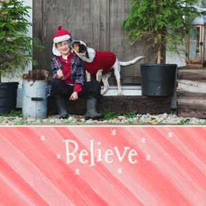 Believe Watercolor Aluminium Square Christmas Ornament, Gifts Red