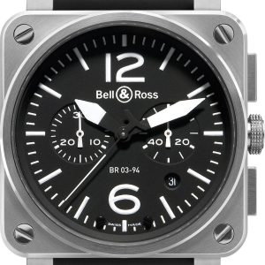 Bell & Ross Watch BR 03 94 Chronograph Black Dial Steel Case - Black