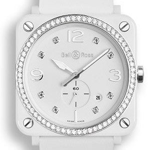 Bell & Ross Watch White Ceramic Quartz Diamond - White