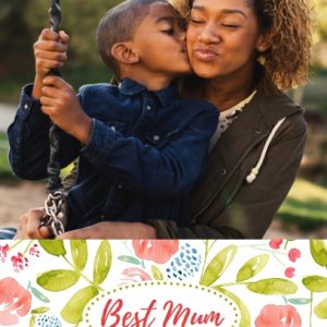 Best Mum Bouquet 7x5" (18x13cm) Folded Greeting Cards, Card & Stationery White