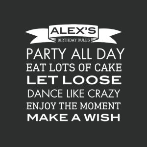 Birthday Rules 18x18" Medium Photo Cushion (45x45cm), Gifts Black