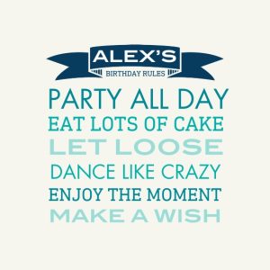 Birthday Rules 18x18" Medium Photo Cushion (45x45cm), Gifts Blue