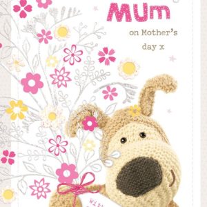 Boofle Bouquet Of Pink Silver And Yellow Flowers Mother'S Day Card