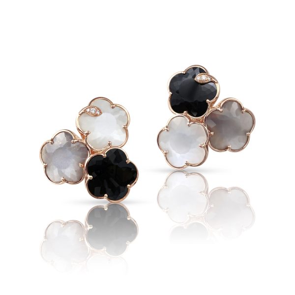 Bouquet Lunaire Earrings in 18ct Rose Gold with Multistones and White Diamonds