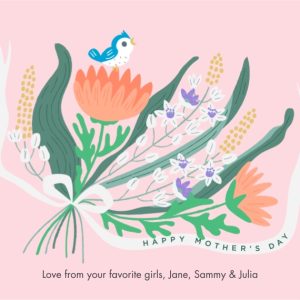 Bouquet for Mother 7x5" (18x13cm) Folded Greeting Cards, Card & Stationery Red