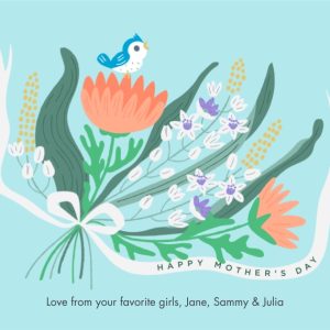 Bouquet for Mother 8x6" (20x15cm) Folded Greeting Card - Gloss, Card & Stationery Blue