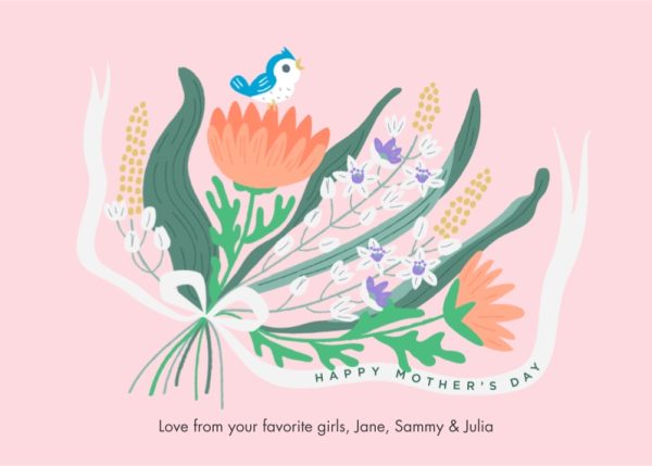 Bouquet for Mother 8x6" (20x15cm) Folded Greeting Card - Gloss, Card & Stationery Red