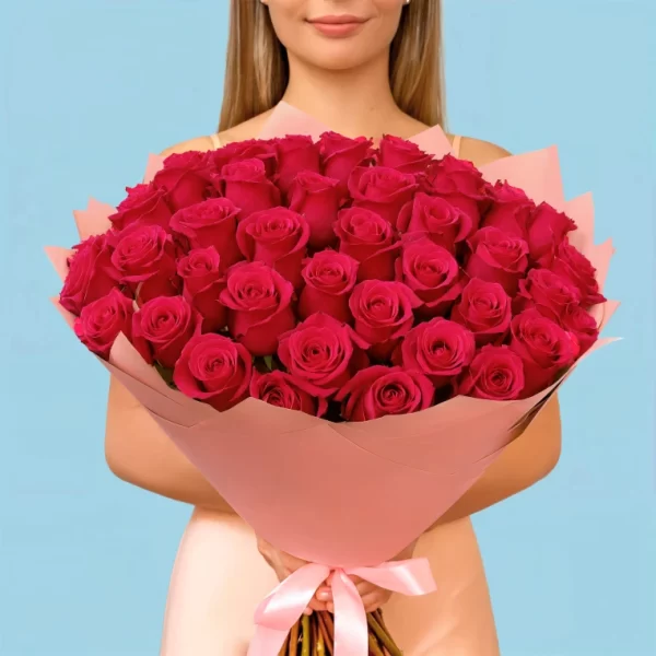 Bouquet of 50 Hot Pink roses