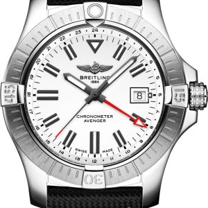 Breitling Watch Avenger Automatic GMT 43 White Leather Anthracite Tang Type D