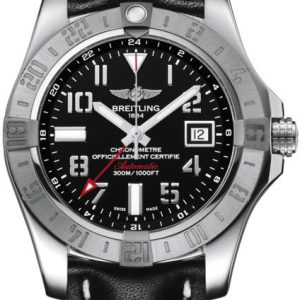 Breitling Watch Avenger II GMT Leather Tang Type - Black