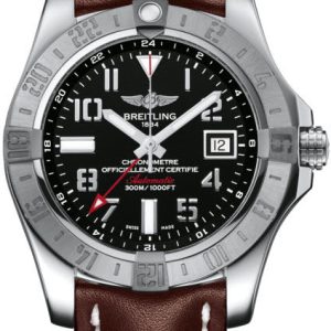 Breitling Watch Avenger II GMT Leather Tang Type - Black