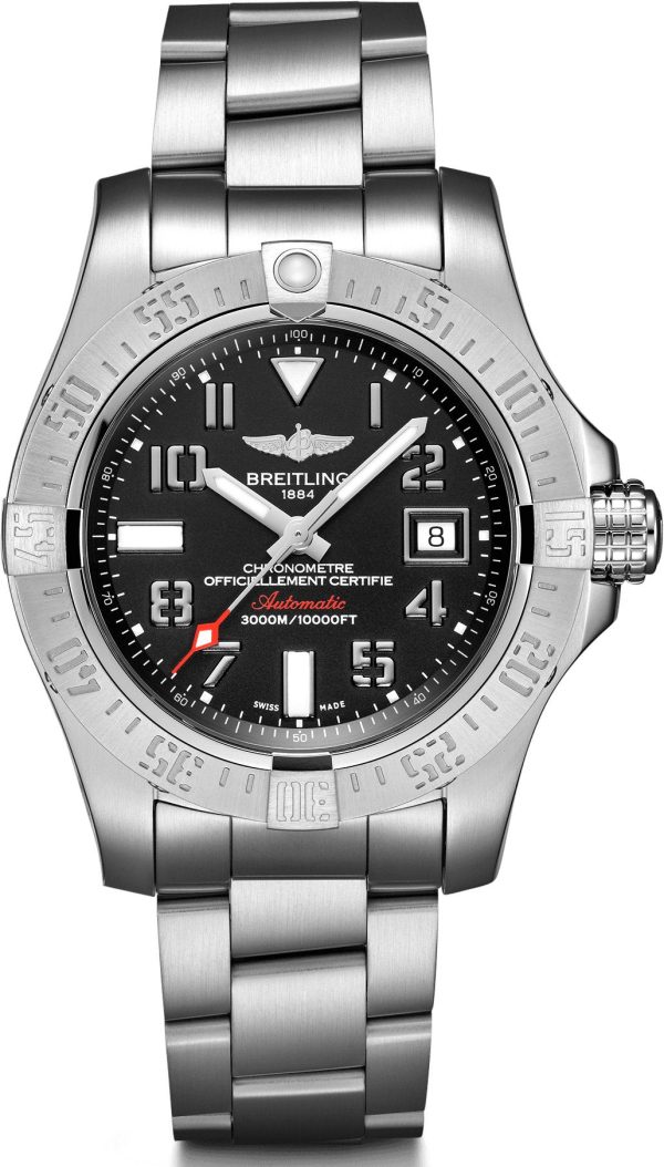 Breitling Watch Avenger II Seawolf Volcano Black Steel Bracelet - Black
