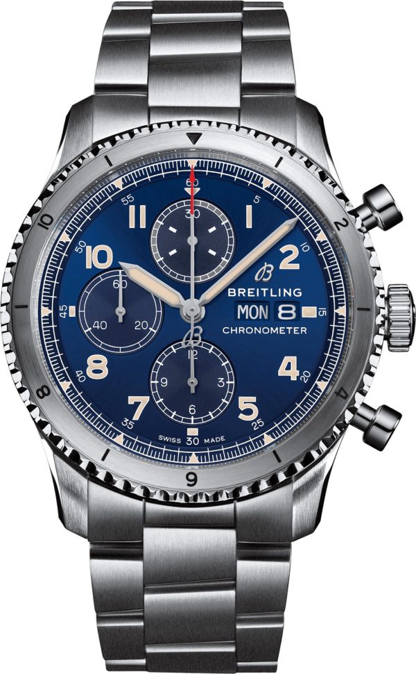 Breitling Watch Aviator 8 Chronograph 43 Steel Bracelet - Blue