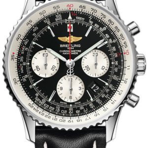 Breitling Watch Navitimer 01 Black Leather Tang Type - Black