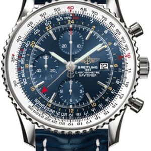 Breitling Watch Navitimer 1 Chronograph GMT 46 Croco Tang Type - Blue