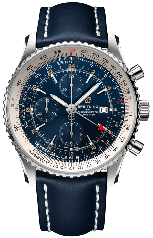 Breitling Watch Navitimer 1 Chronograph GMT 46 Leather Tang Type - Blue