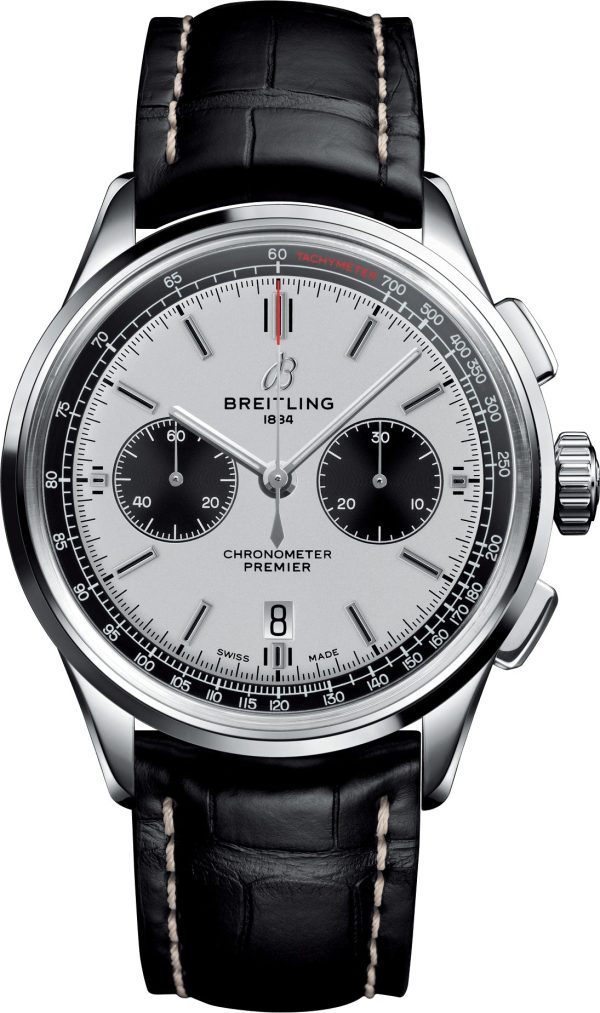 Breitling Watch Premier B01 Chronograph 42 Black Croco Folding D