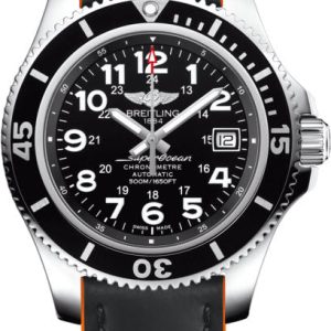 Breitling Watch Superocean II 42 Leather Black Orange - Black