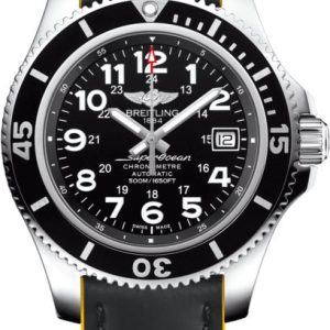 Breitling Watch Superocean II 42 Leather Black Yellow - Black