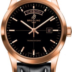 Breitling Watch Transocean Black Red Gold Croco Tang Type - Black