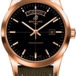 Breitling Watch Transocean Black Red Gold Military Tang Type - Black