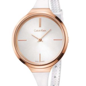 Calvin Klein Lively Ladies Watch with White Silicone Strap and Silver Dial K4U236K6