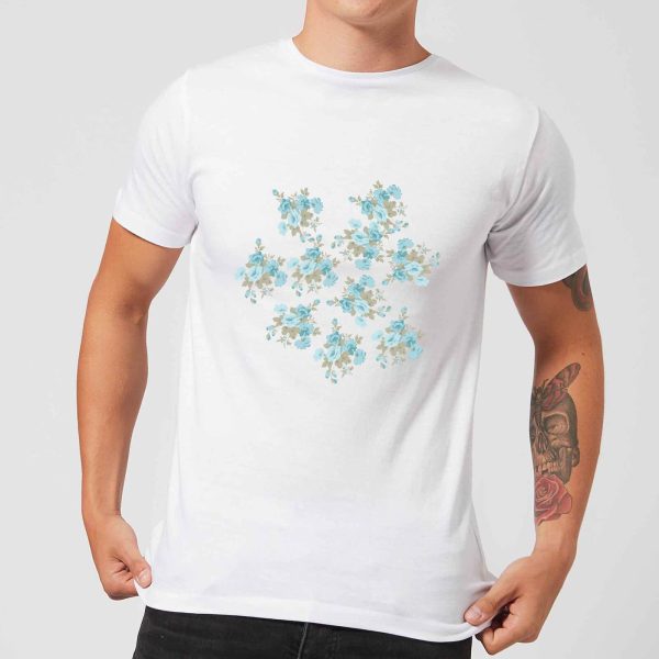 Candlelight Flower Bouquet Burst Men's T-Shirt - White - L - White