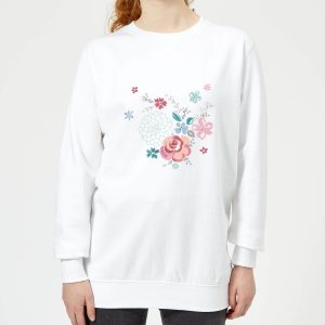 Candlelight Water Colour Flower Bouquet Women's Sweatshirt - White - L - White