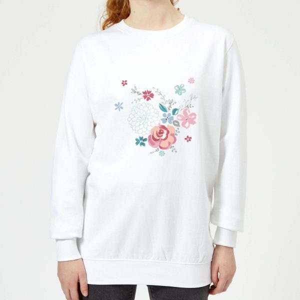 Candlelight Water Colour Flower Bouquet Women's Sweatshirt - White - M - White