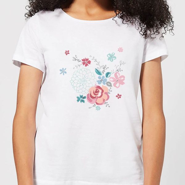 Candlelight Water Colour Flower Bouquet Women's T-Shirt - White - M - White