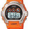 Casio Collection Quartz Digital Dial Orange Resin Strap Unisex Watch W-214H-4AVEF