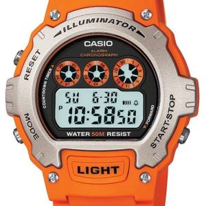 Casio Collection Quartz Digital Dial Orange Resin Strap Unisex Watch W-214H-4AVEF