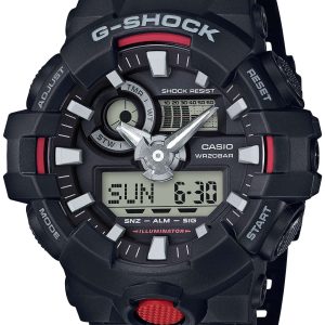 Casio G-Shock Black Red Men's Alarm Chronograph Watch GA-700-1AER
