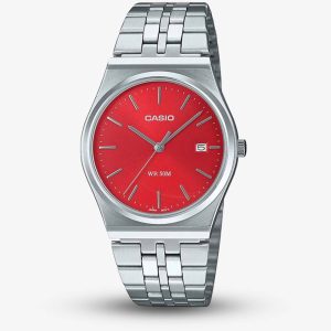 Casio MTP Stainless Steel Red Dial Watch MTP-B145D-4A2VEF