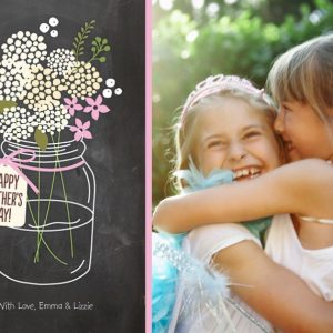 Chalkboard Bouquet 7x5" (18x13cm) Folded Greeting Cards, Card & Stationery Pink