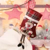 Checkered Christmas Stocking - Decorative Gift Bag for Children with Santa Claus Design, Ideal for Candy and Presents