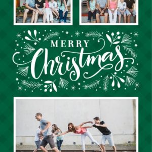Christmas Bouquet 7x5" (18x13cm) Flat Card set of 20 (gloss cardstock), Card & Stationery square Green
