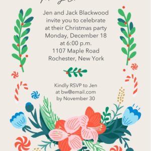 Christmas Bouquet 7x5" (18x13cm) Flat Card set of 20 (matt cardstock), Card & Stationery square Ivory