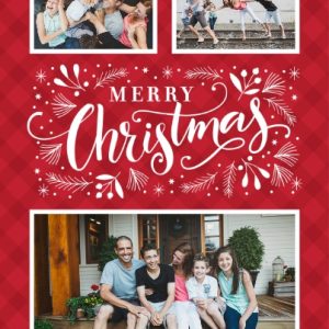 Christmas Bouquet 7x5" (18x13cm) Flat Card set of 20 (matt cardstock), rounded corners, Card & Stationery Red