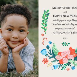 Christmas Bouquet 7x5" (18x13cm) Folded Greeting Cards, Card & Stationery Ivory
