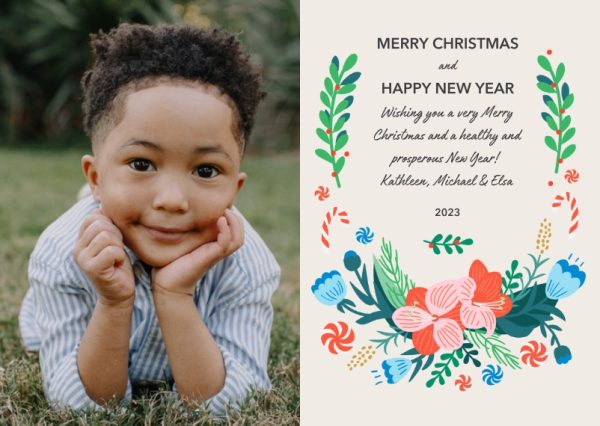 Christmas Bouquet 8x6" (20x15cm) Folded Greeting Card - Gloss, Card & Stationery Ivory