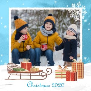 Christmas Cheer Ceramic Photo Tile With Stand, Gifts Blue